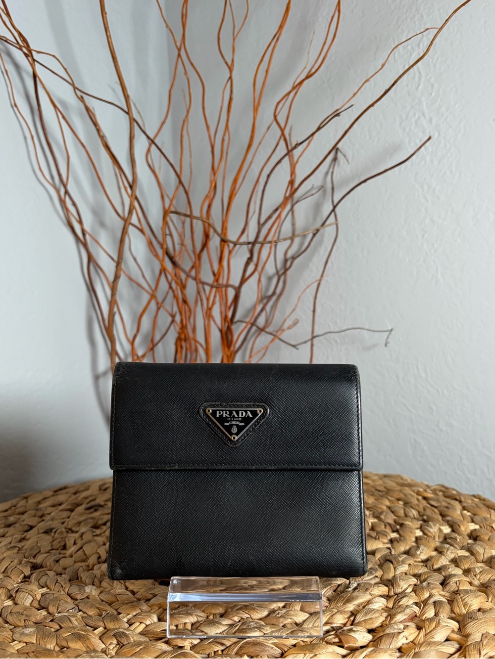 PRADA LEATHER TRI-FOLD WALLET